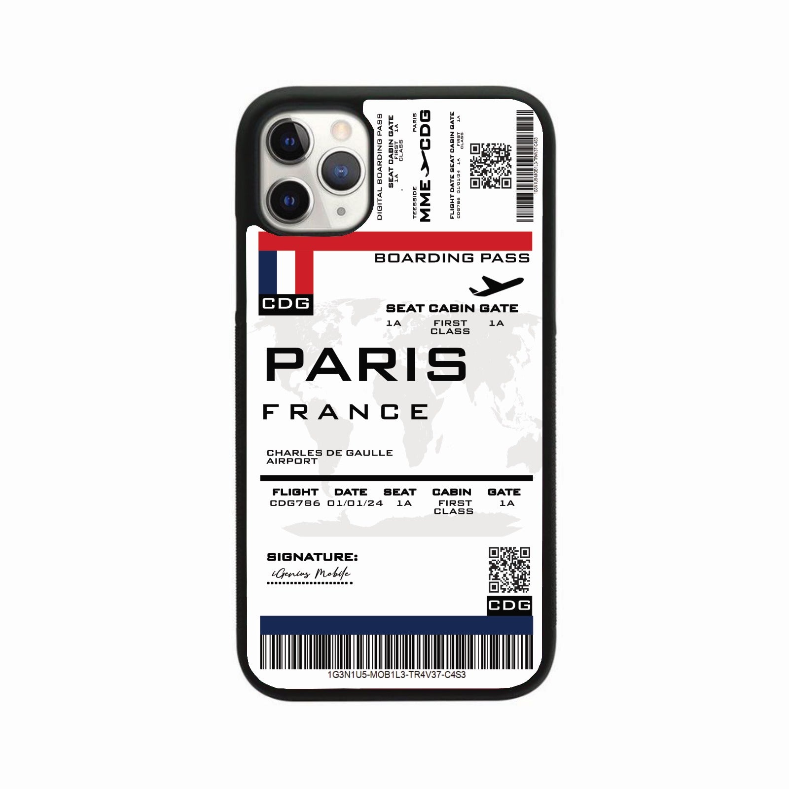 Personalised Boarding Pass Phone Case Paris France – iGenius Mobile