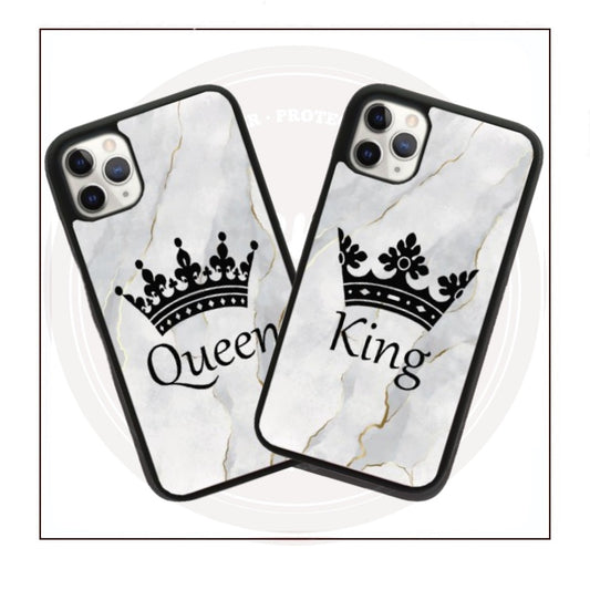 White Marble King & Queen Couple Case