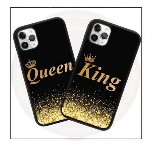 Gold Glitter King & Queen Couple Case