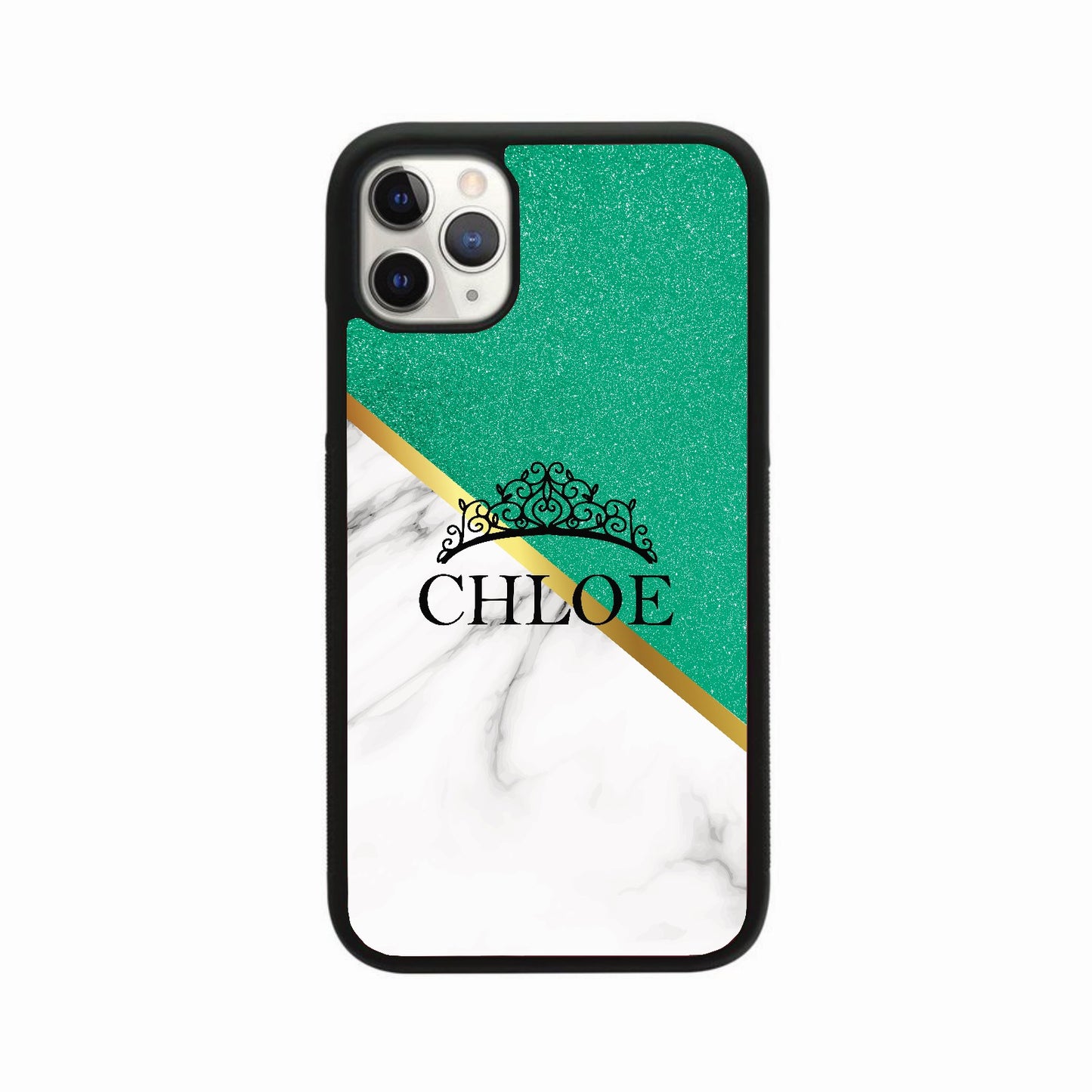 Glitter & White Marble Princess Crown Case Personalised