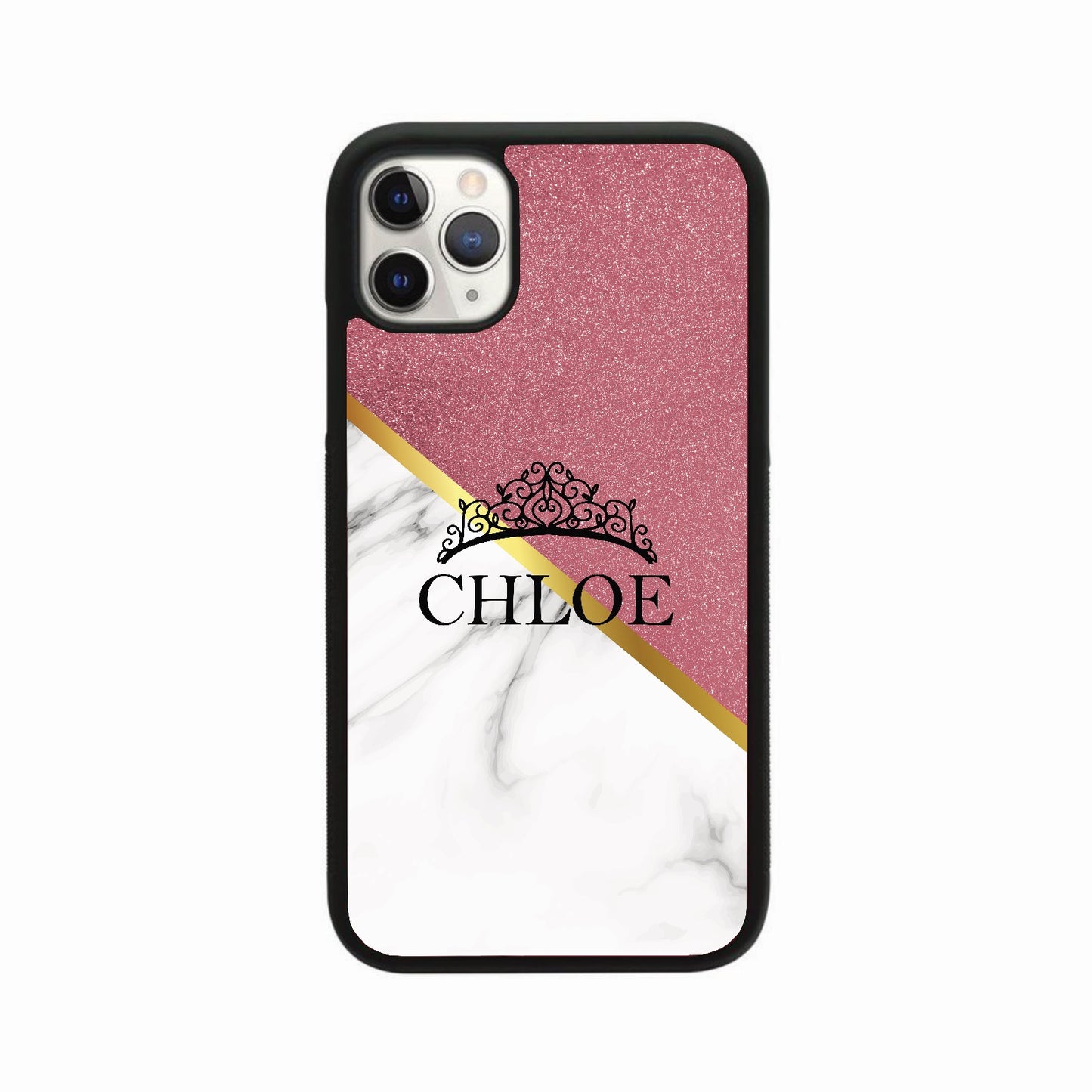 Glitter & White Marble Princess Crown Case Personalised