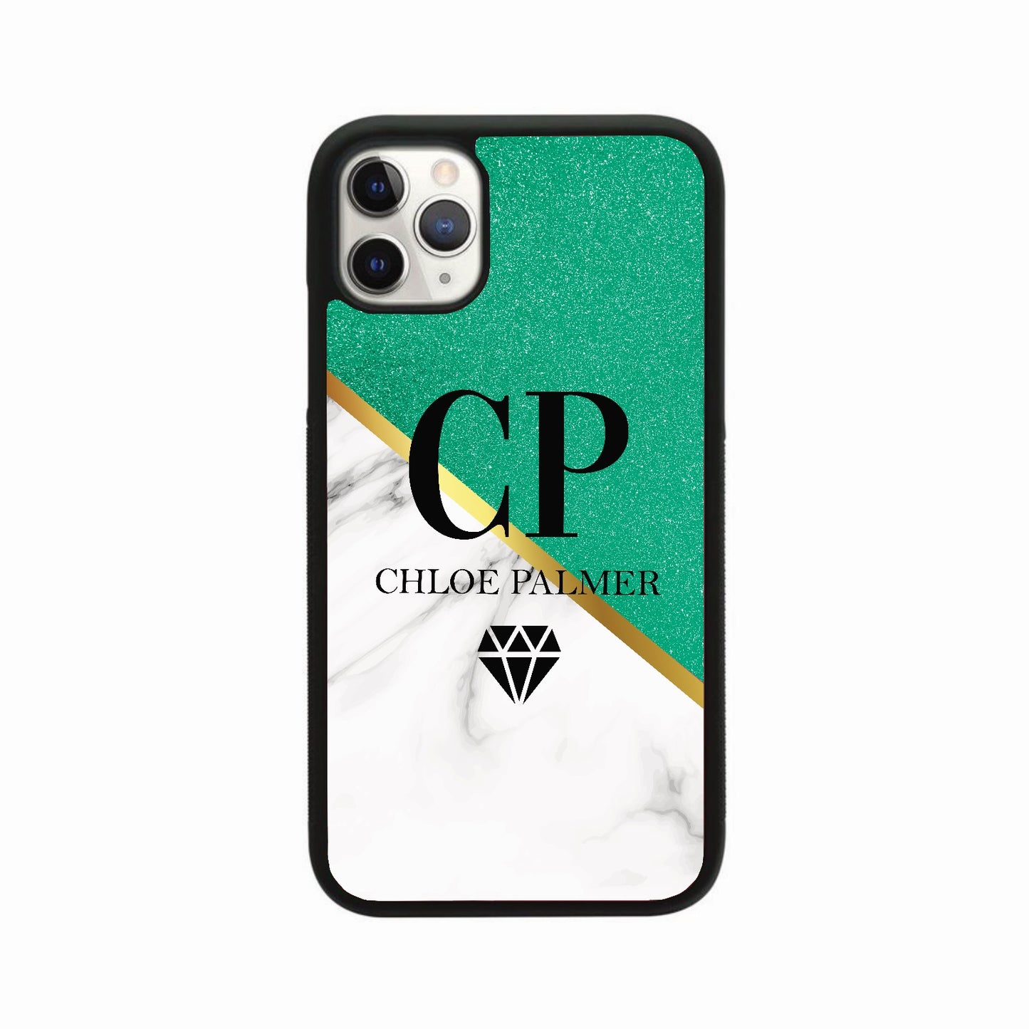 Glitter & White Marble Diamond Full Name Case Personalised