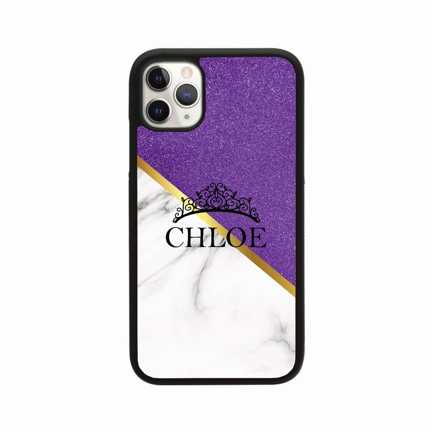 Glitter & White Marble Princess Crown Case Personalised