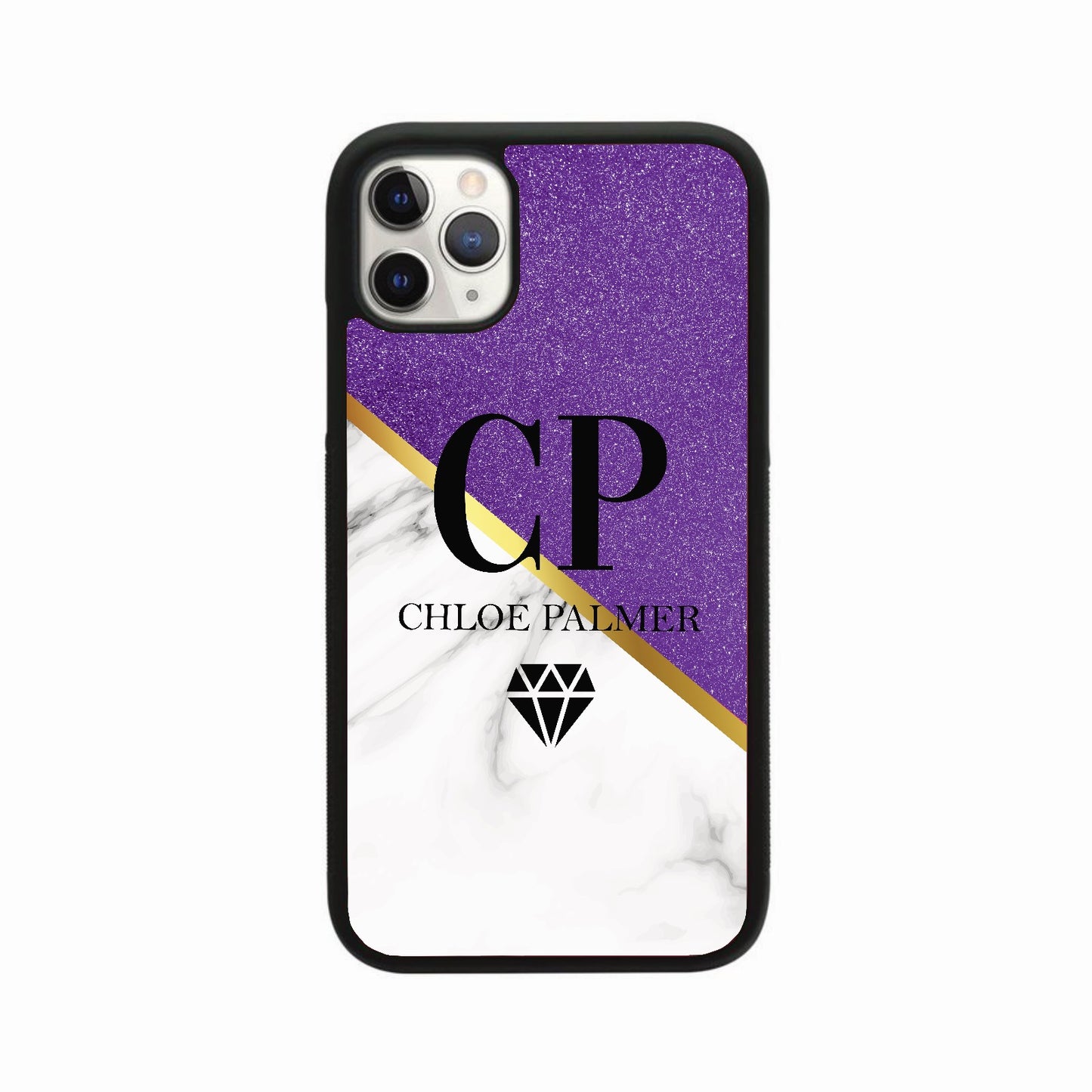 Glitter & White Marble Diamond Full Name Case Personalised