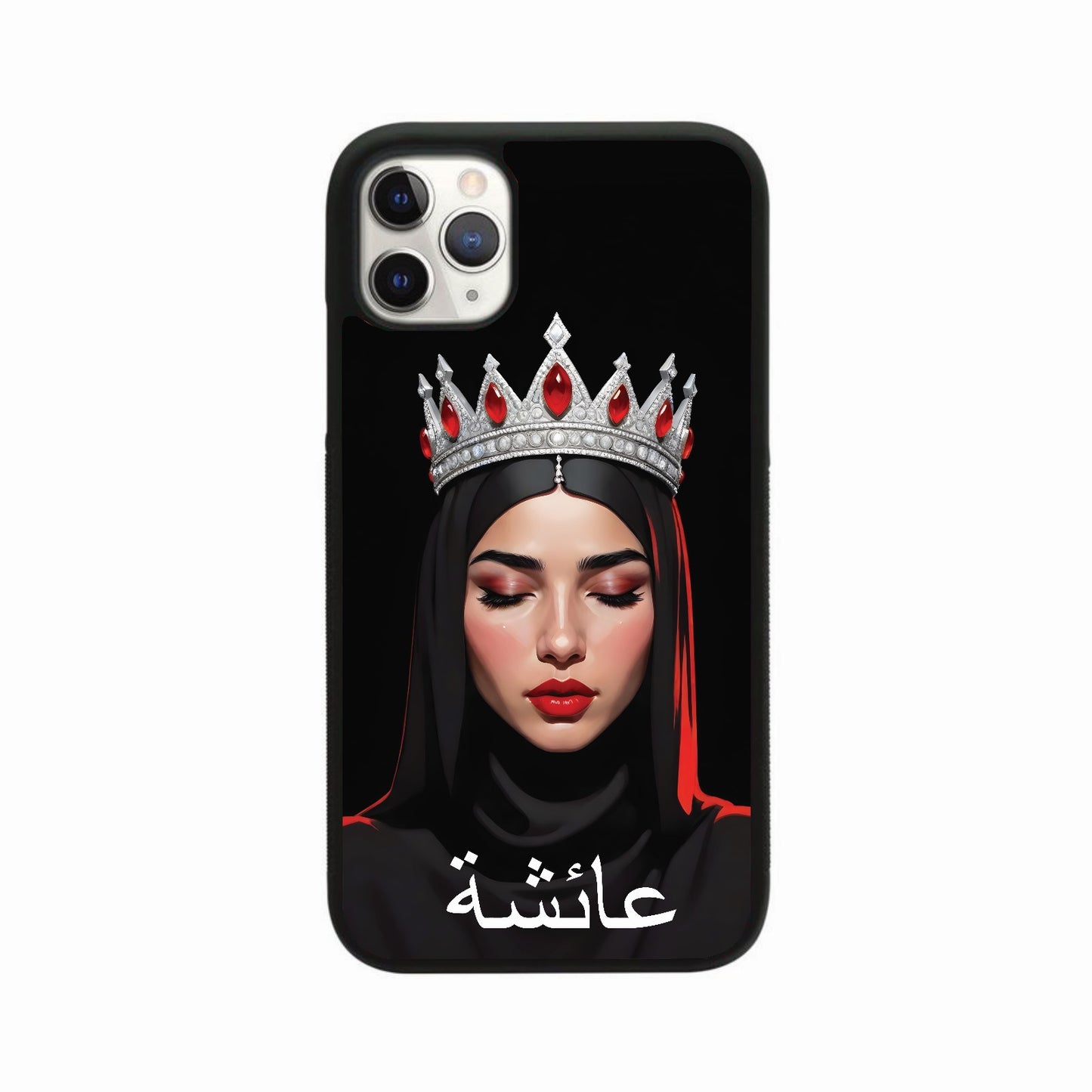 Silver Crown Red Jewels Hijab Case