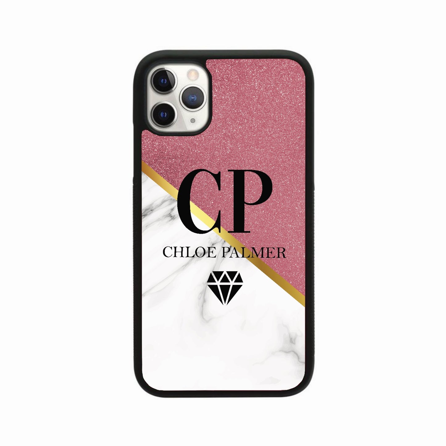 Glitter & White Marble Diamond Full Name Case Personalised
