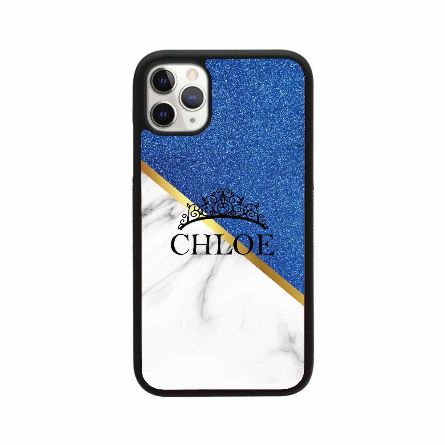 Glitter & White Marble Princess Crown Case Personalised
