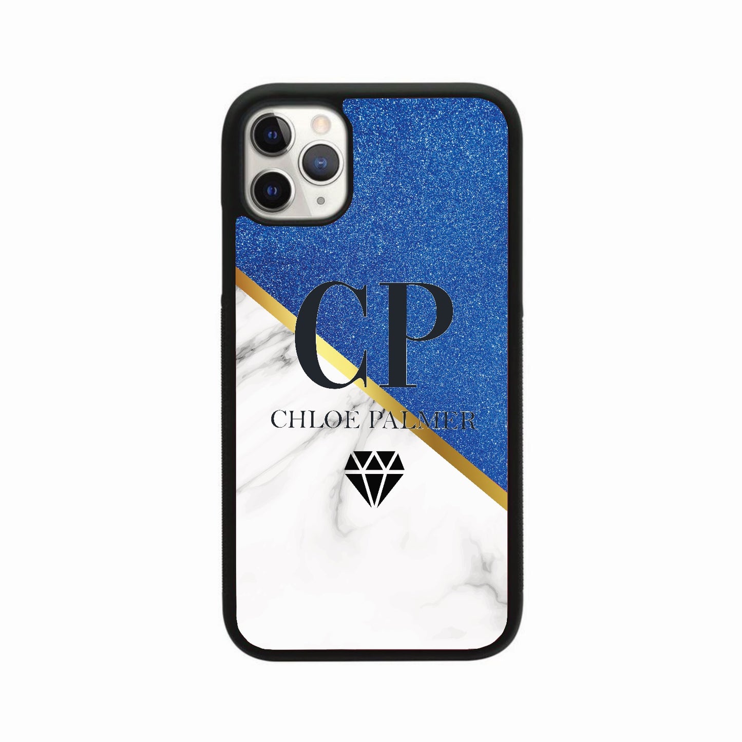 Glitter & White Marble Diamond Full Name Case Personalised