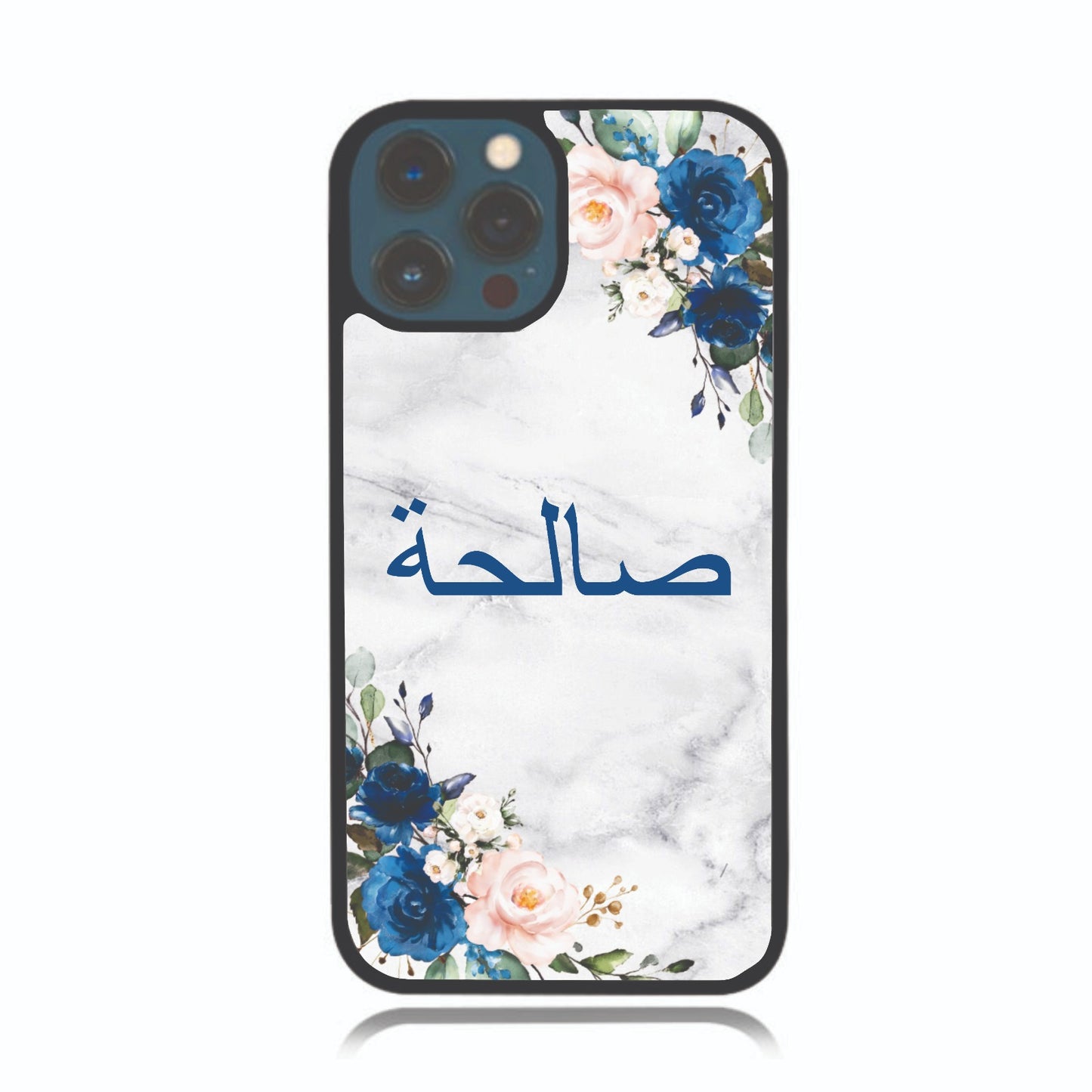 Blue Floral Marble Arabic Personalised Case