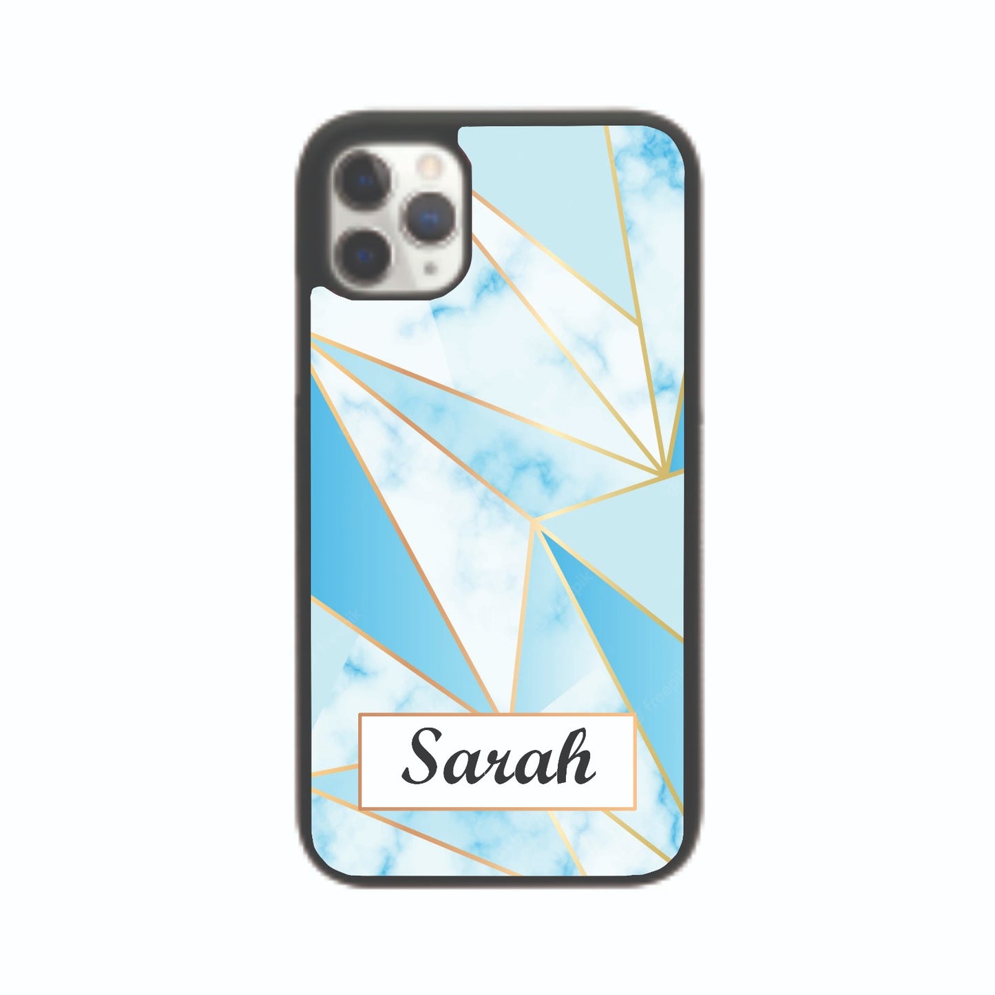 Light Blue Marble Geometric Personalised Case