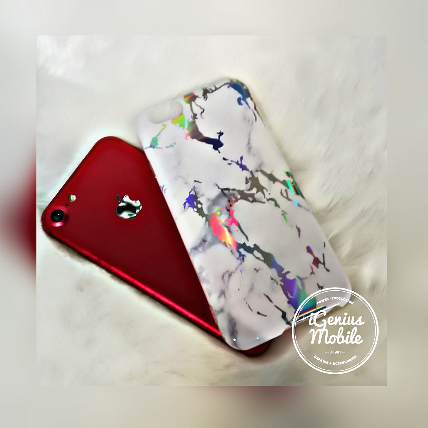 SALE - White Holo Marble Case