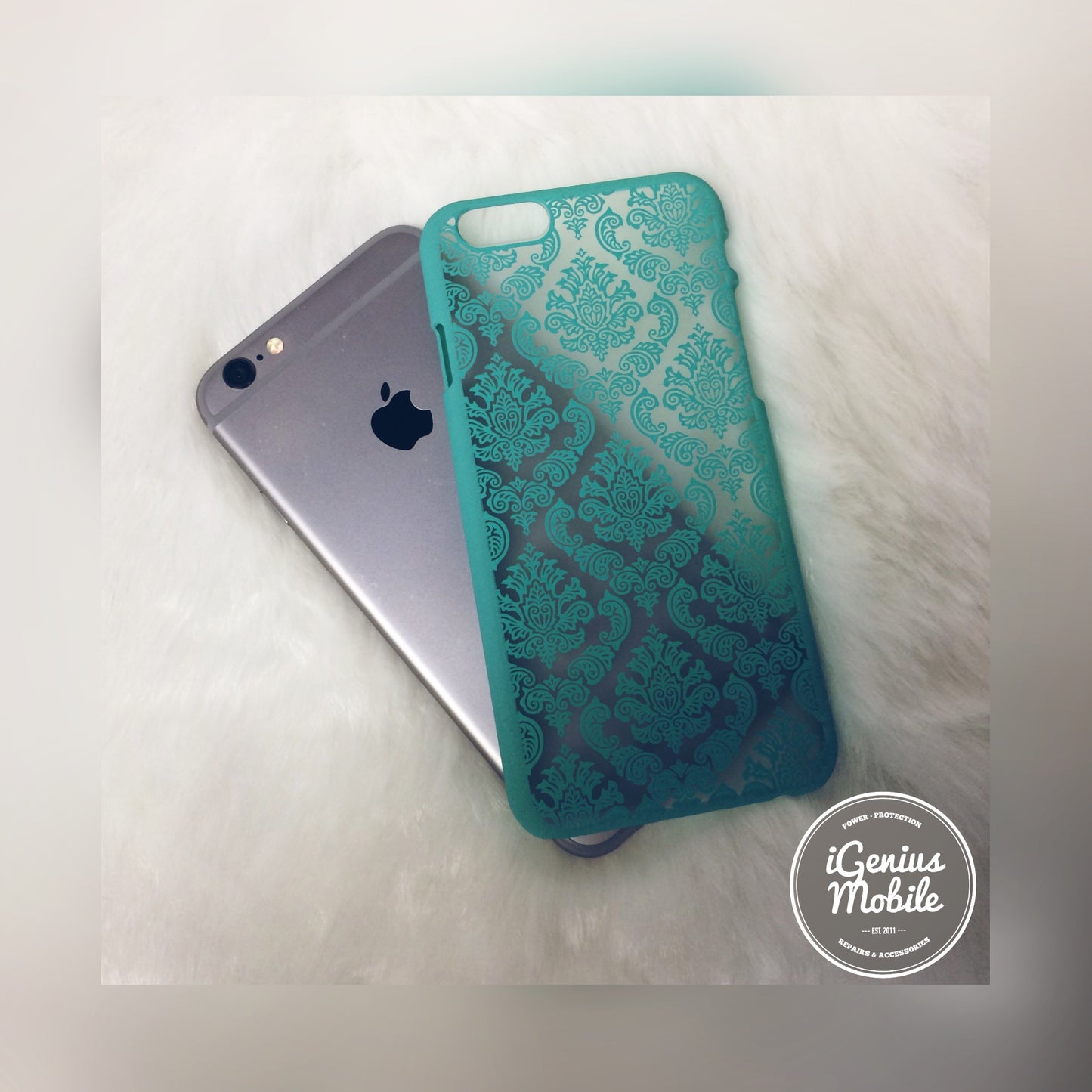 SALE - Green/Teal Damask Case