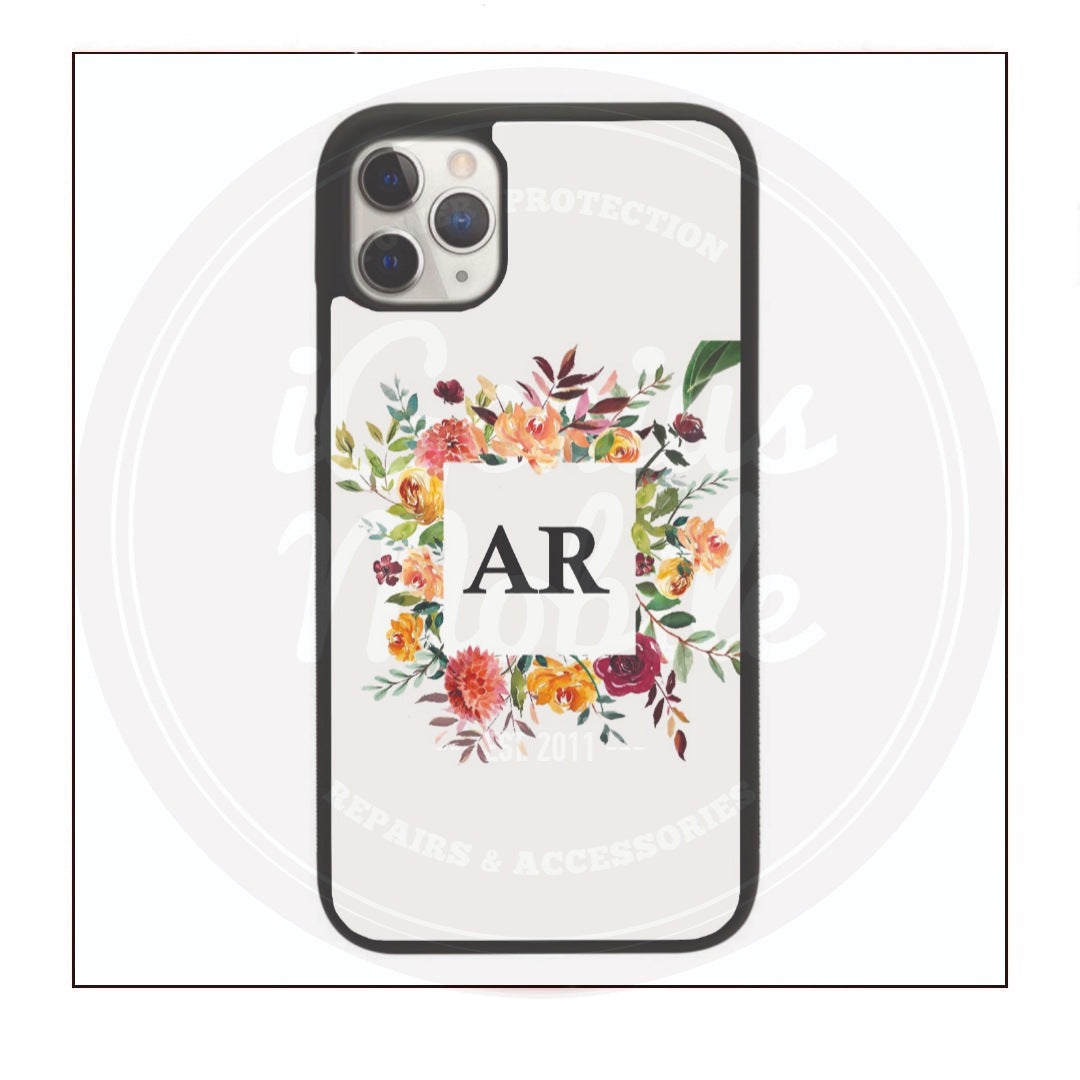 Square Initial Floral Personalised Case