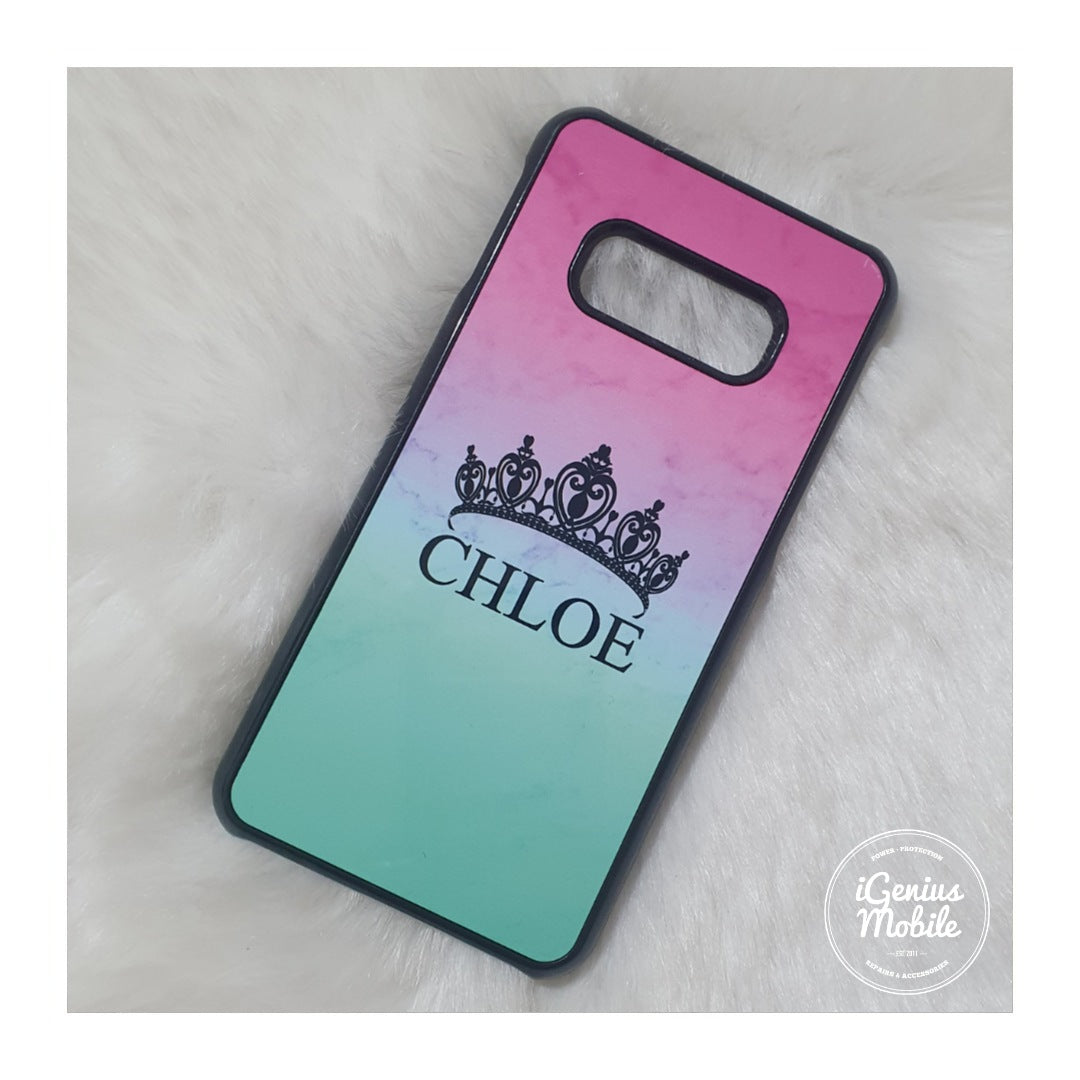 Pink Sea Princess Crown Marble Personalised Case