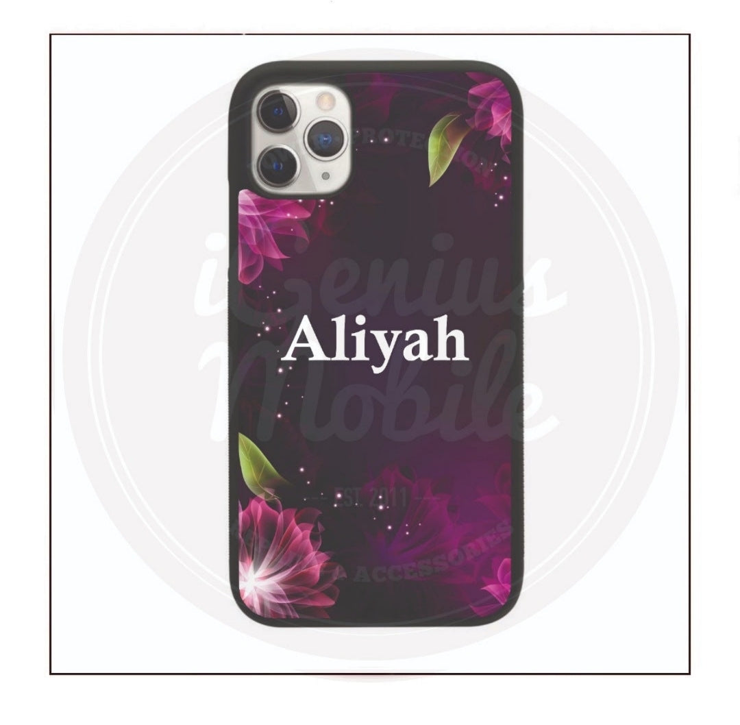 Full Violet Floral Personalised Case