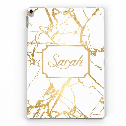 iPad Personalised Name Plated Case (White/Gold)