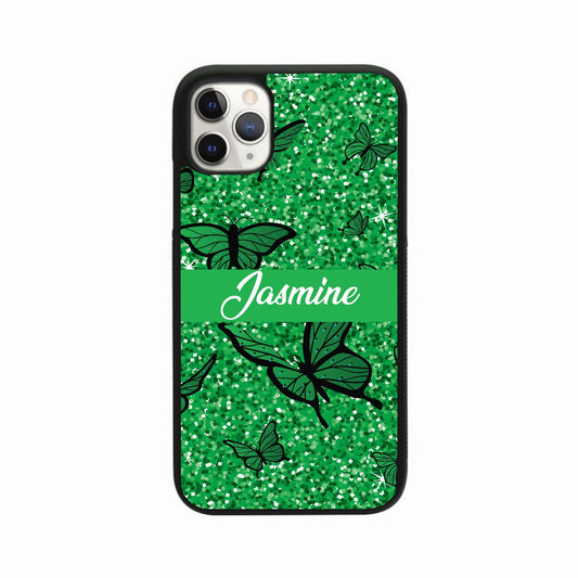 Butterfly Glitter Personalised Case - Green