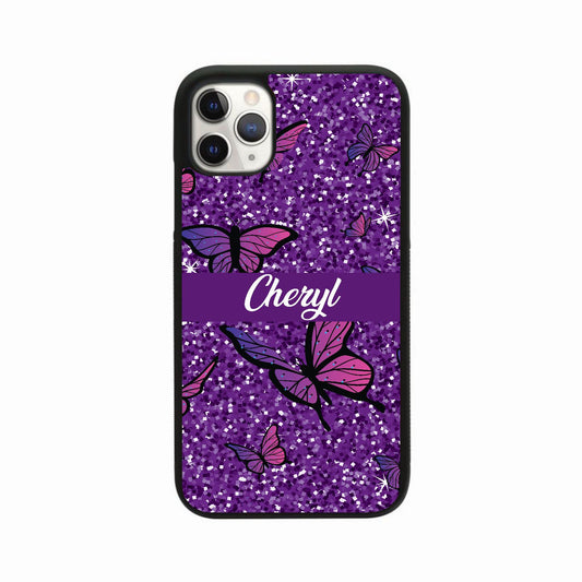 Butterfly Glitter Personalised Case - Purple