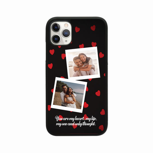 Personalised Red Hearts Photo Frame Case (2 Photos)