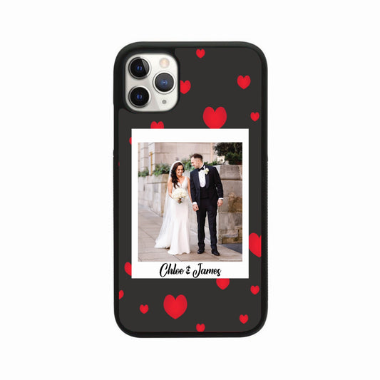 Personalised Red Hearts Photo Frame Case (1 Photo)