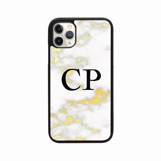 White Gold Marble Initial Personalised Case