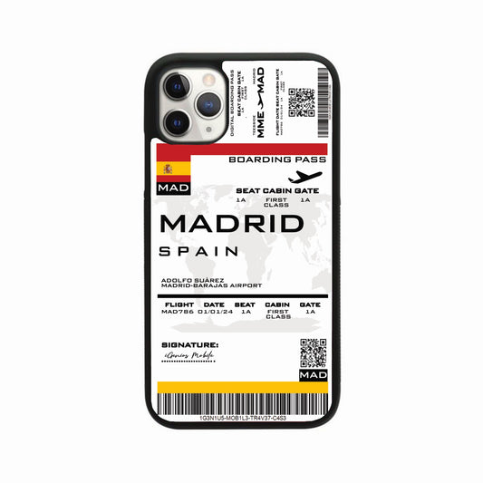 Personalised Boarding Pass Phone Case - Madrid Spain