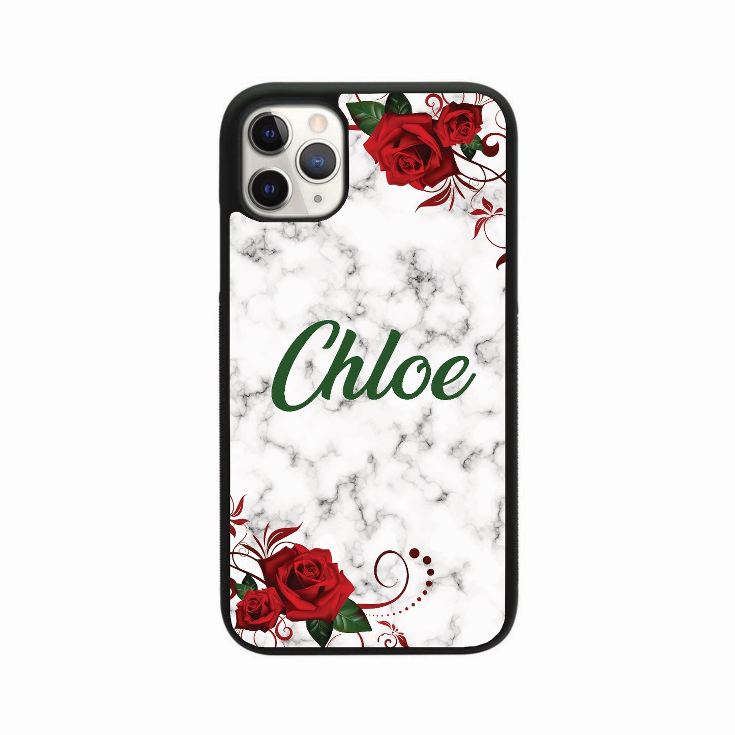 Red Floral Name Personalised Marble Case