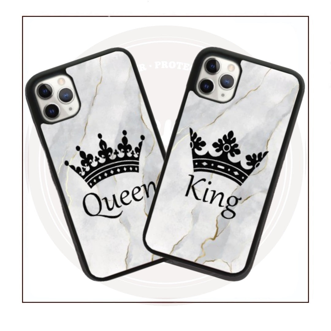 White Marble King & Queen Couple Case