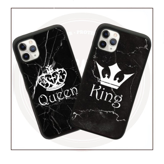 Black Marble King & Queen Couple Case