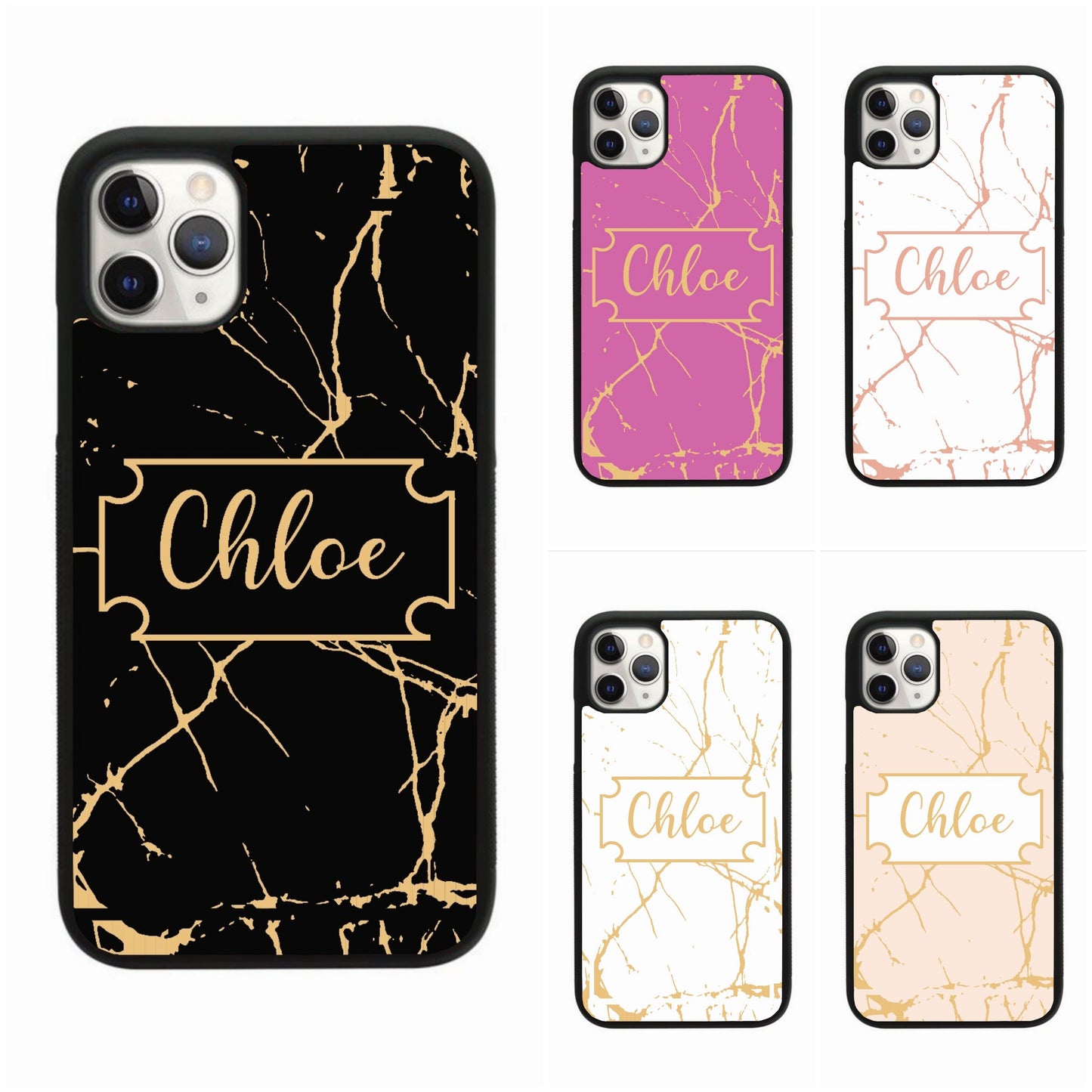 Name Plated Personalised Case (Peach/Gold)