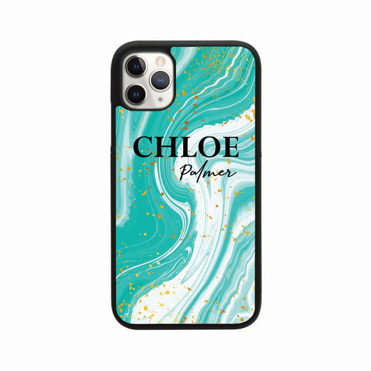 Liquid Marble Personalised Name Case - Green