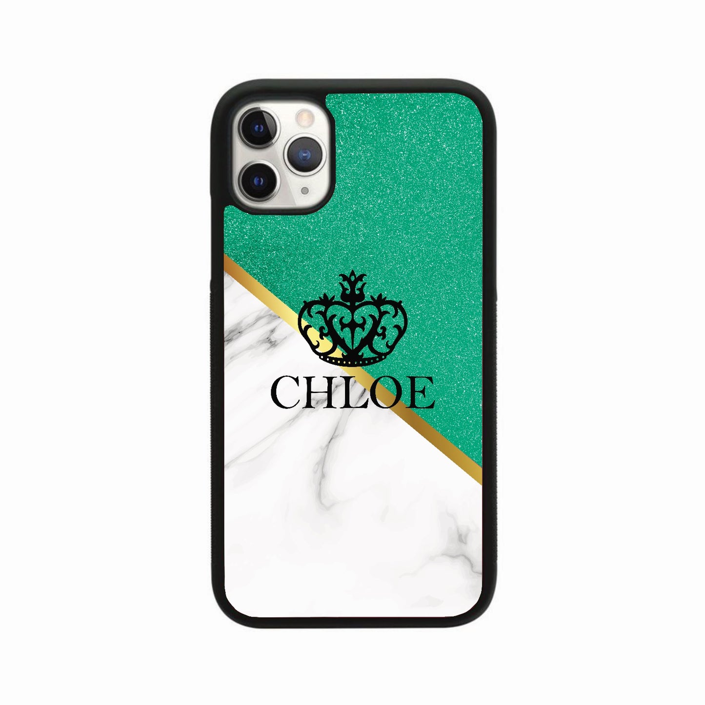 Glitter & White Marble Queen Crown Case Personalised