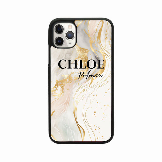 Liquid Marble Personalised Name Case - White Gold