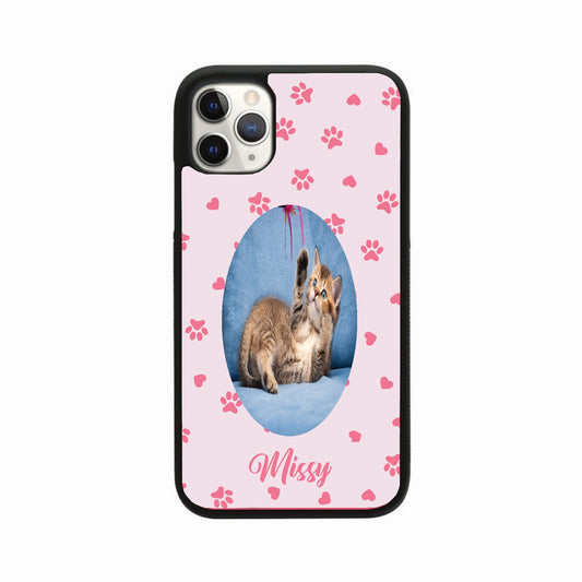 Personalised Pink Heart & Paw Print Photo Case