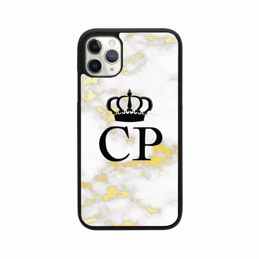 White Gold Marble Crown Personalised Case
