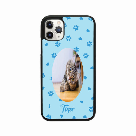 Personalised Blue Heart & Paw Print Photo Case