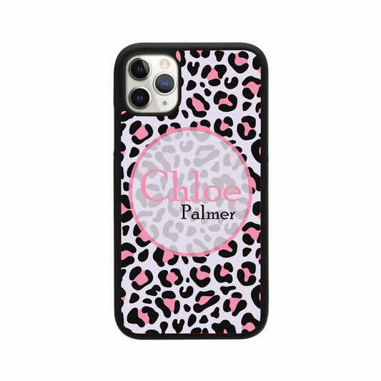 Pink Leopard Circle Personalised Case