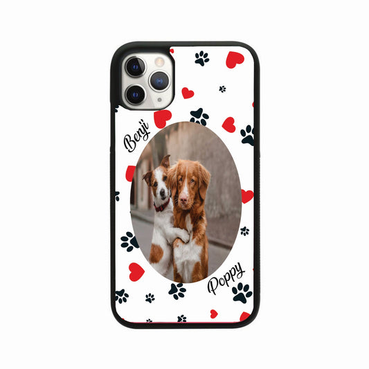 Personalised Red Heart & Paw Print Photo Case