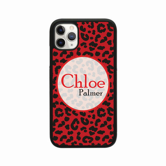 Red Leopard Circle Personalised Case