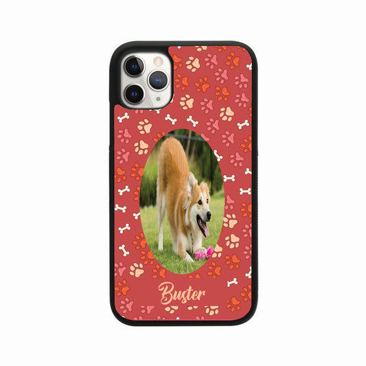 Personalised Orange Bones & Paw Print Photo Case