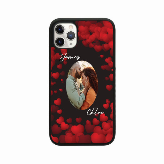 Personalised Red Hearts Signature Name & Photo Case