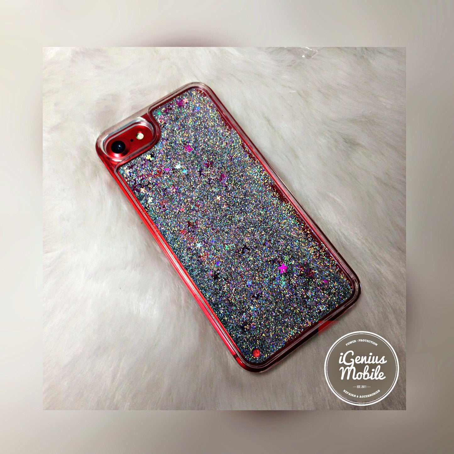 SALE - Pink/Silver Liquid Glitter Case