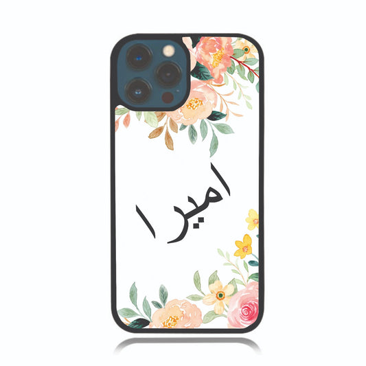 Diagonal Floral Arabic Personalised Case