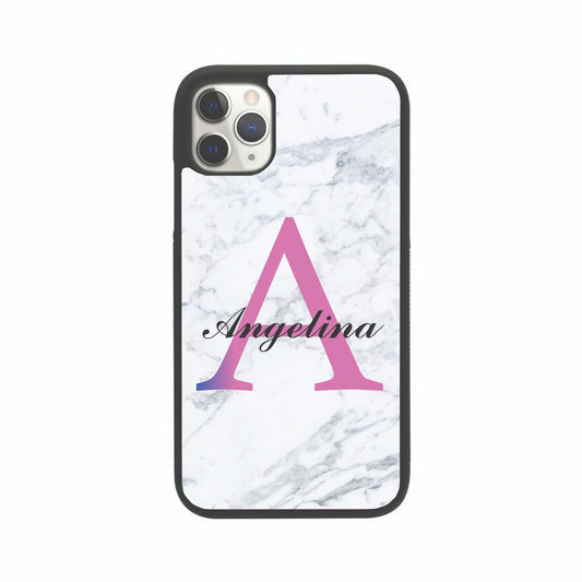 White Marble Initial Name Personalised Case