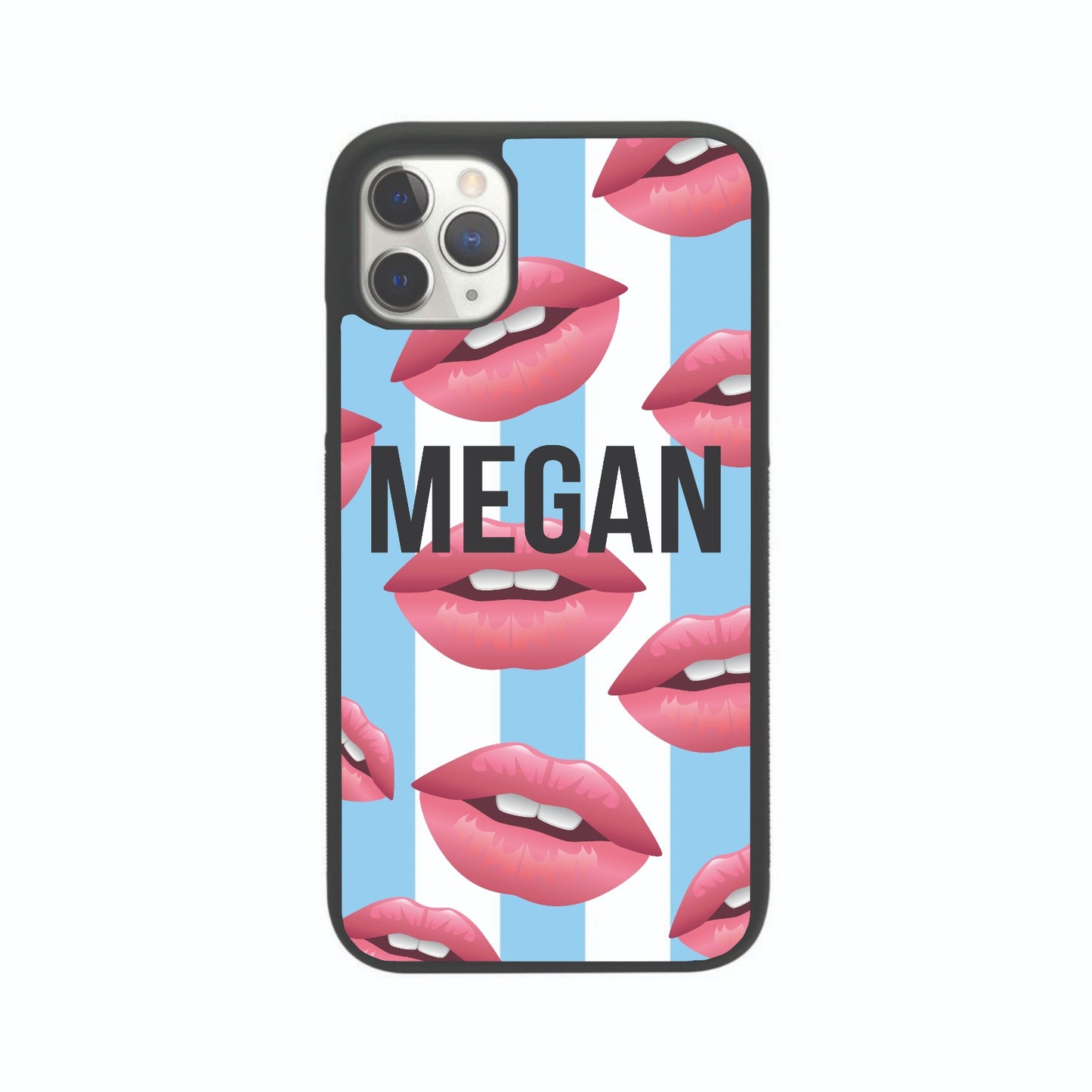 Kiss Me Blue Stripe Personalised Case