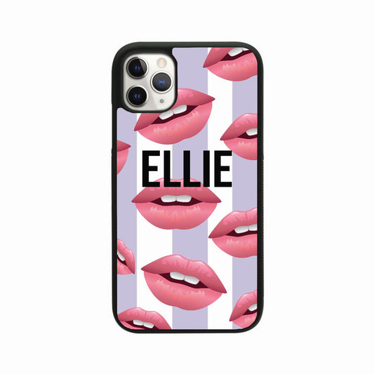 Kiss Me Purple Stripe Personalised Case