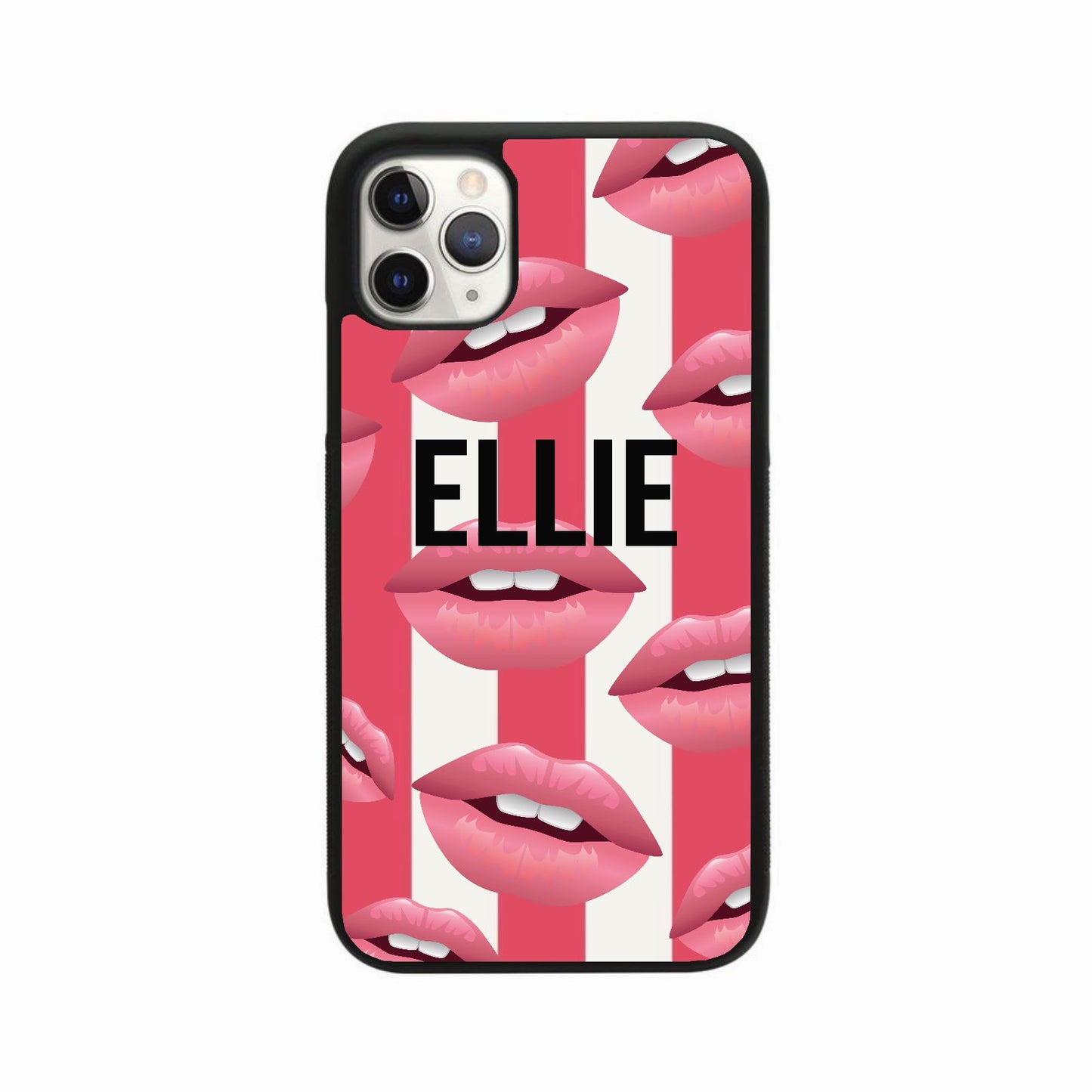 Kiss Me Raspberry Stripe Personalised Case