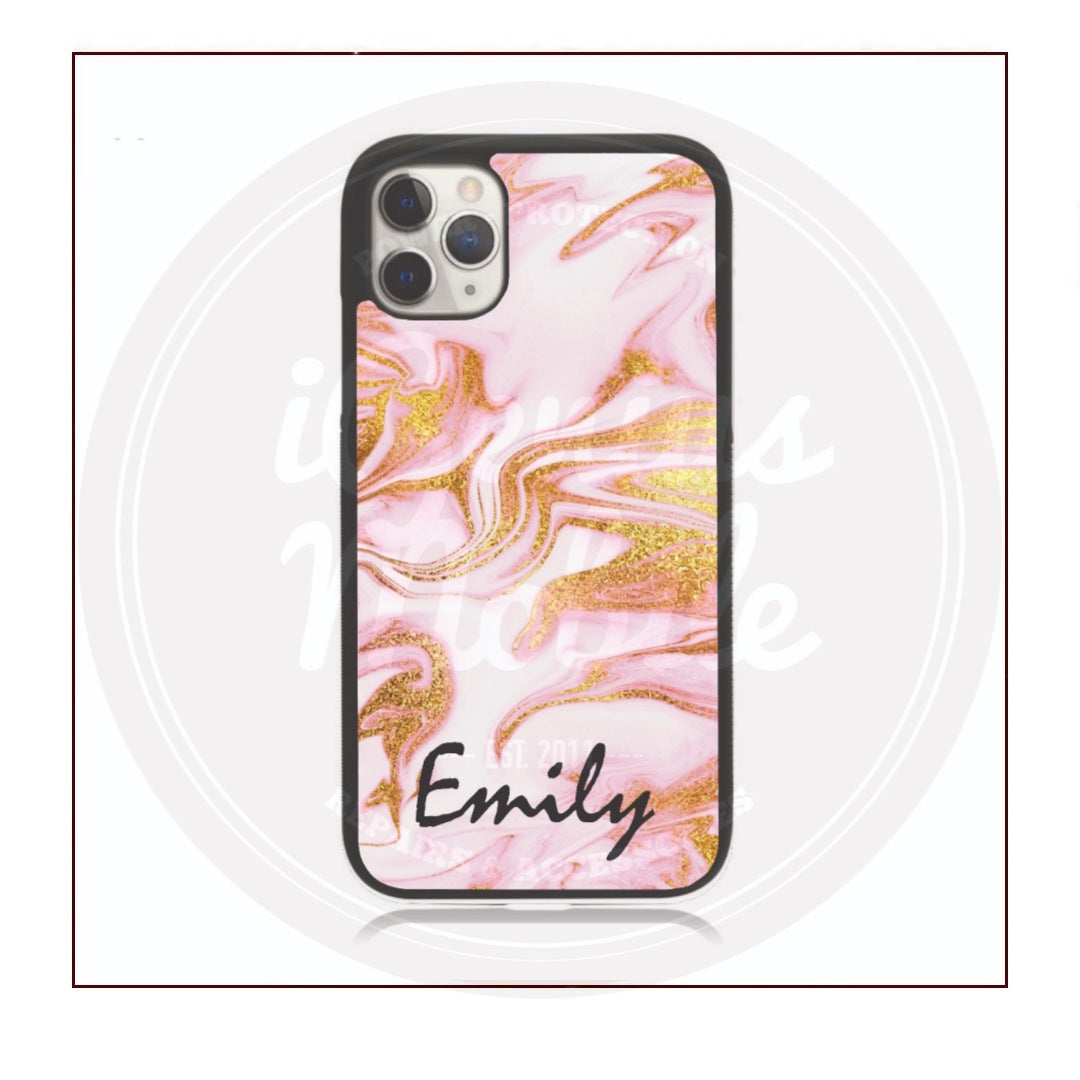 Personalised Gold Pink Marble Case