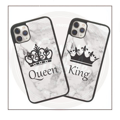 White Marble King & Queen Couple Case
