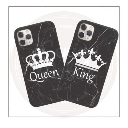 Black Marble King & Queen Couple Case